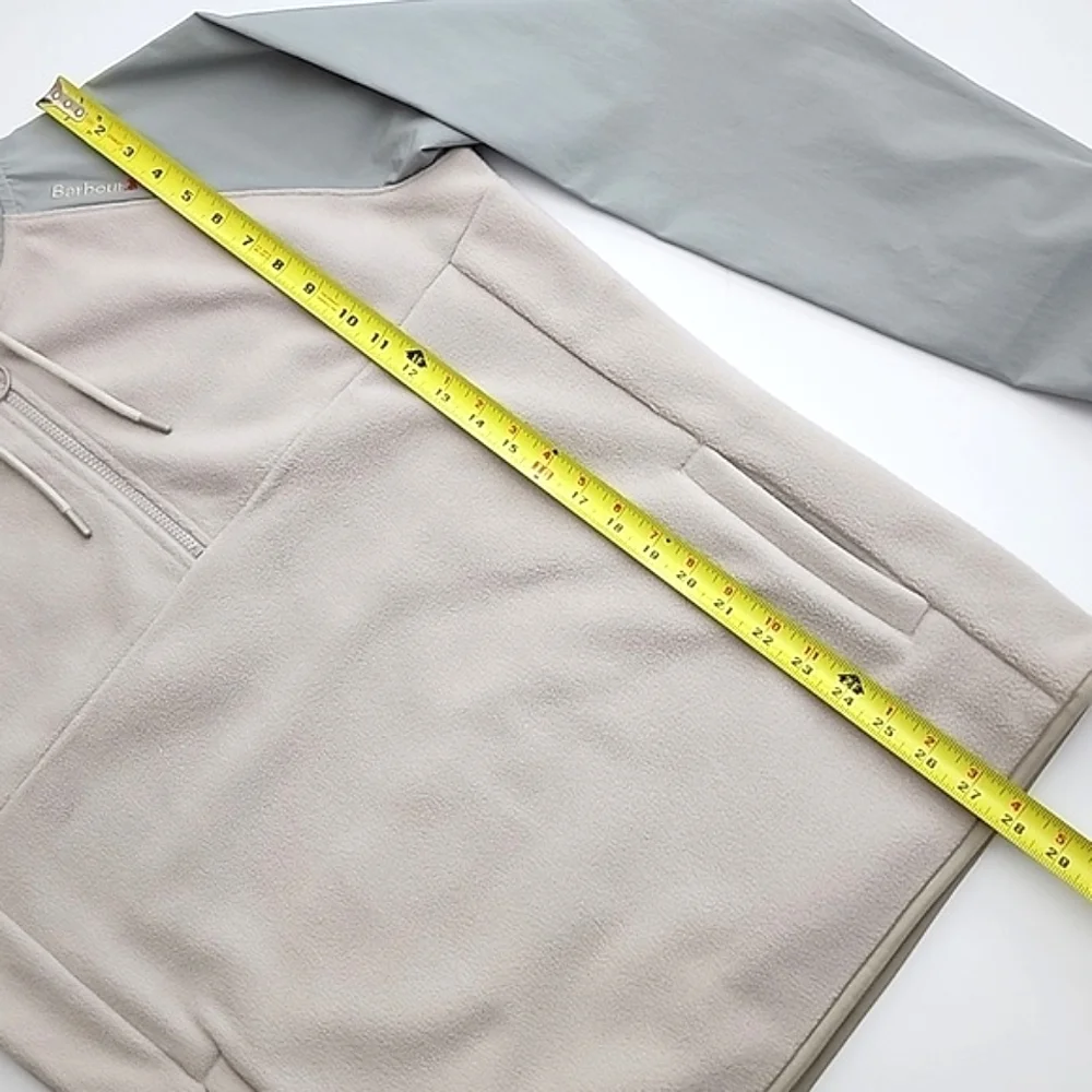 Barbour Men's Newfield Hybrid Fleece Hoodie Half Zip Pullover Grey Beige M - Picture 11 of 12